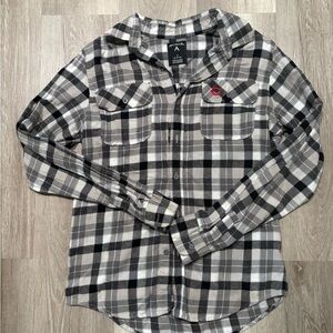 Antigua Kids Plaid Button Down Shirt - Black and White